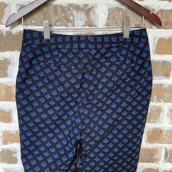 Halogen Dress Pants Taylor Fit Black Royal Blue Print Cropped Women's Size 2P - Picture 5 of 12